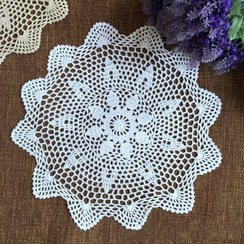 Rund bomullsdukmatte - Vintage uthulet, 40 cm 2
