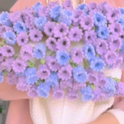 Κιτ κουβέρτας με floral πλέξη από βαμβακερό χοντρό νήμα 1