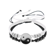 Yin-Yang-Anhänger-Halsketten-Armband-Set Silver