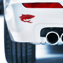 4er-Set Autoaufkleber mit Hai-Logo, Metall, zur Dekoration von Motorhaube, Stoßstange und Seitenscheibe