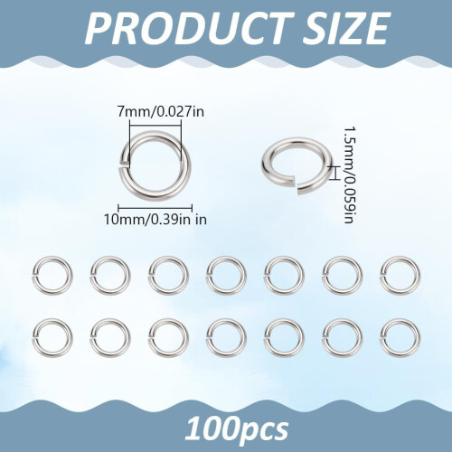 100 Stück 10 mm offene Edelstahl-Binderinge 1