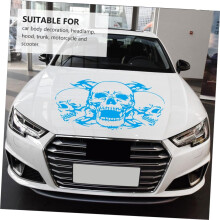 Halloween-Auto-Totenkopf-Aufkleber, blauer Motorhaubenaufkleber, drei dekorative Totenköpfe