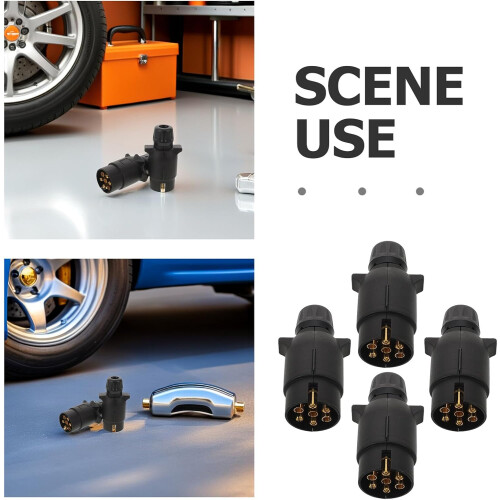 4 Stück Anhänger-Umrüststecker, Anhängerverbinder, Stecker, schwarz 2