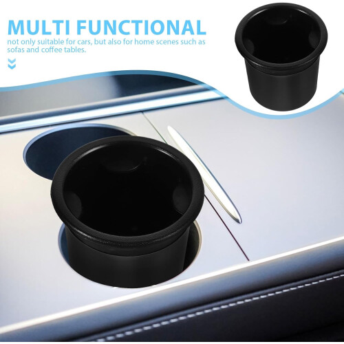 2Pcs Black Plastic Cup Holder Inserts for Rv Motorhome Sofa and Car – 90Mm 2