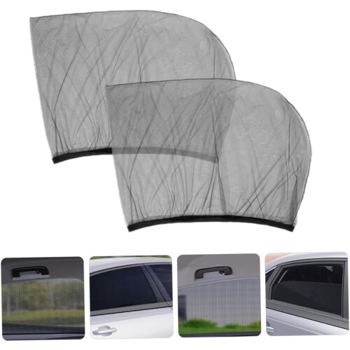 Car Window Sun Shade Mesh Rear Side Window Cover 2Pcs Black 2