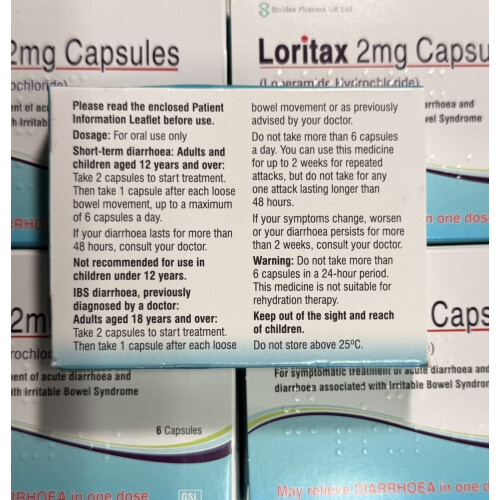Loritax Diarrhoea Relief 2mg Capsules Loperamide Hydrochloride Tablets 6x6 (36) 2