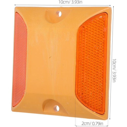 4pcs Yellow Double-sided Reflective Road Studs Plastic Pavement Markers 1