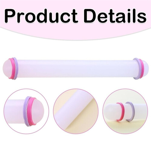 Rolo de Massa Ajustável de 9 Polegadas em Plástico Branco Antiaderente para Fondant, Confeitaria e Decoração de Bolos 2
