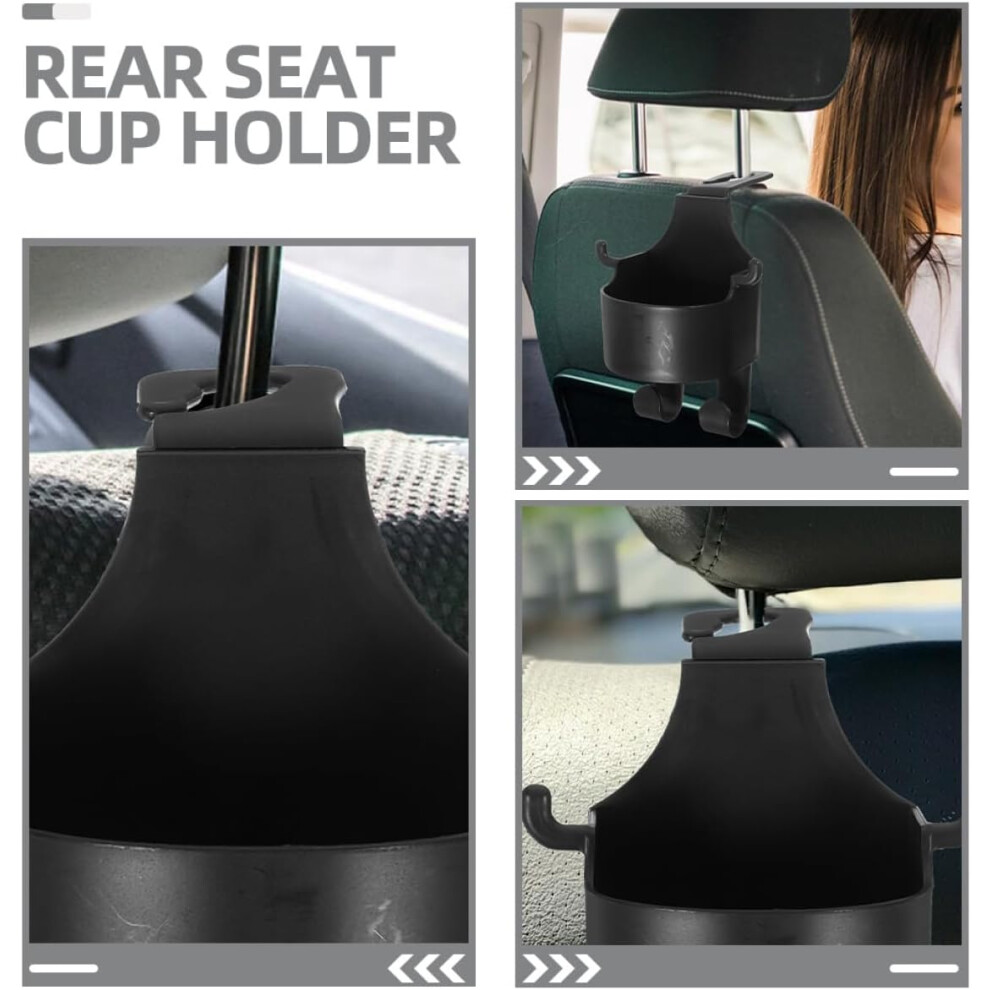 2Pcs Car Headrest Cup Holder For Rear Seat, Multipurpose Backseat Cup Organizer Black 5455468525704
