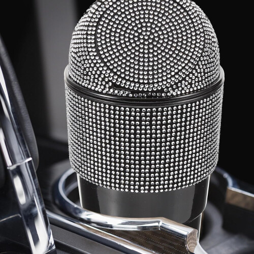 Cestino per auto con strass e coperchio, mini contenitore per rifiuti auto scintillante 2