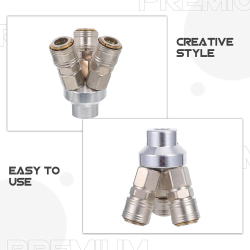 Conector rápido de aço Tee Air Mangueira Splitter Pneumático Manifold para Workshop Garage Compressor e Tubo 1