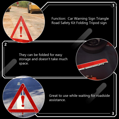 4Pcs Foldable Portable Car Warning Triangle Signs with Plastic Construction and Workmanship 2