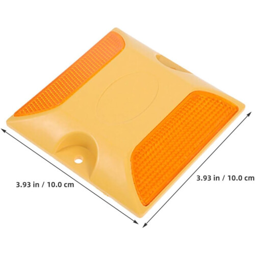12pcs Yellow Double-sided Reflective Lane Markers Road Studs Plastic Raised Pavement Reflectors 1