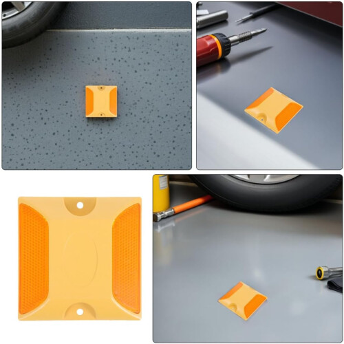 12pcs Yellow Double-sided Reflective Lane Markers Road Studs Plastic Raised Pavement Reflectors 2