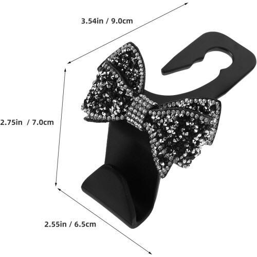2pcs Rhinestone Car Hooks Bow Headrest Hook Plastic Organizer 1