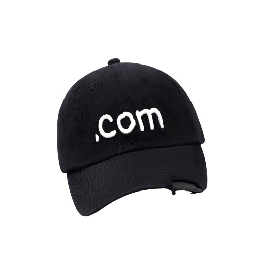 Wash Cotton Baseball Cap With Distressed Brims And-Black