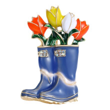 Creative Floral Footwear Brooch Enamel Lapel Pin Metal-Blue