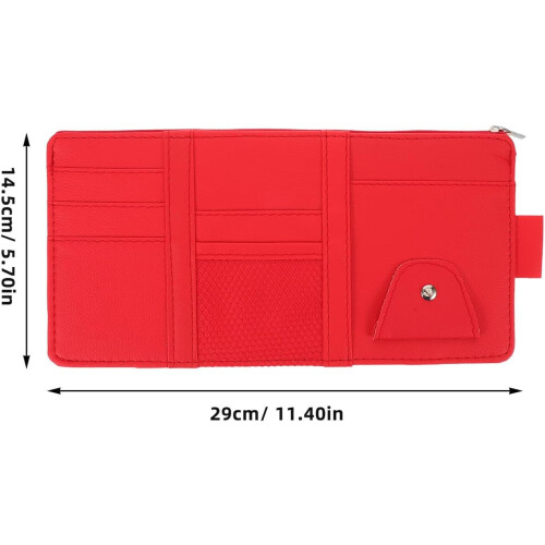 Organizer per aletta parasole auto con cerniera e molteplici tasche porta occhiali da sole 1