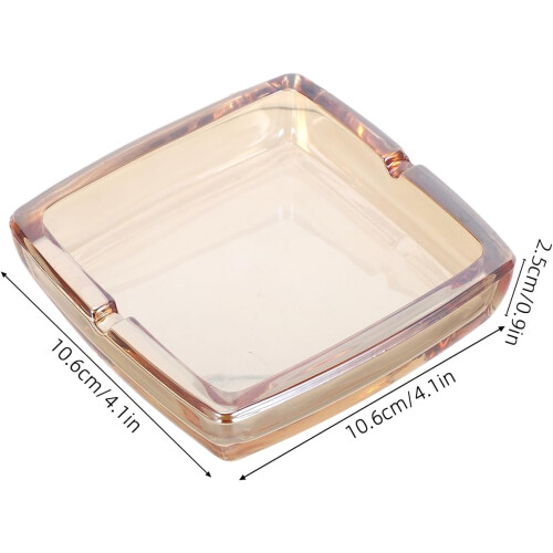 Moderno 4 polegadas quadrado charuto cinzeiro fácil limpeza vidro âmbar design elegante acessório de mesa de escritório 1