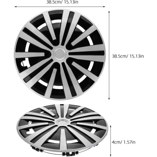 Tampa do hub da roda de aço de liga universal de 14 polegadas para carros e reboques Tapa da jante da roda do carro prata e preta 1