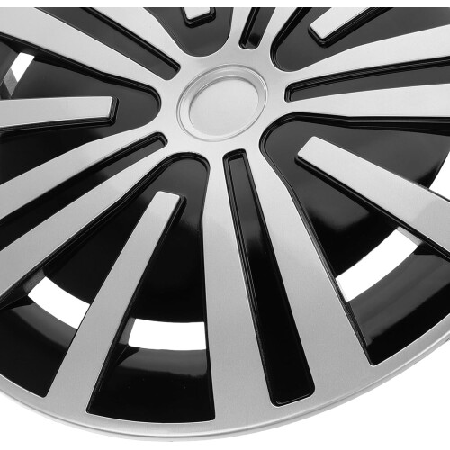 Tampa do hub da roda de aço de liga universal de 14 polegadas para carros e reboques Tapa da jante da roda do carro prata e preta 2