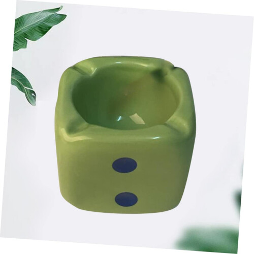 1pc Creative Ceramic Dice Shaped Ashtray Unique Desktop Adornment 2
