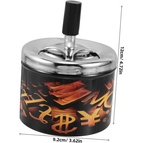 Push down Rotating Ashtray Stylish Iron Smokeless Covered Ashtray 1