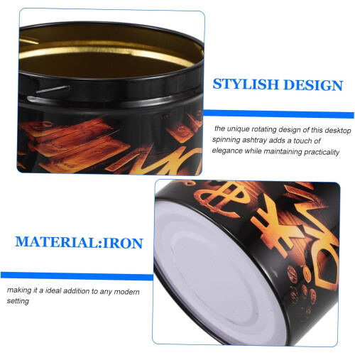 Push down Rotating Ashtray Stylish Iron Smokeless Covered Ashtray 2