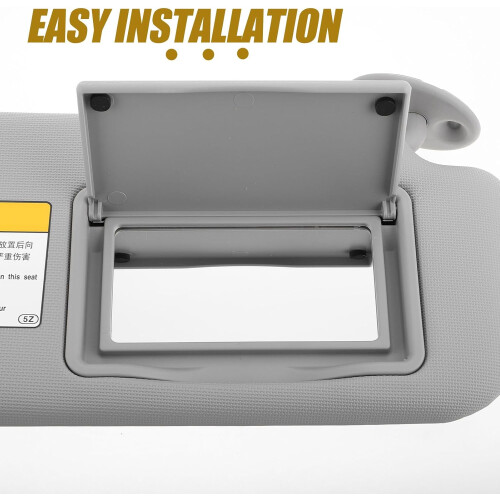Passenger Side Sun Visor for Sedan Right with Makeup Mirror Auto Sun Shade Replacement Gray 2