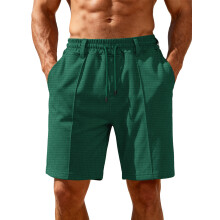 (Green, 3XL) Pantaloncini da uomo estivi larghi con coulisse e fantasia a quadri ananas, ideali per la spiaggia.