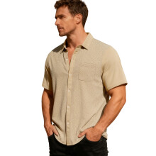 (Khaki, XXXL) Cardigan polo estivo da uomo, ampio e traspirante, in tessuto jacquard a maniche corte.