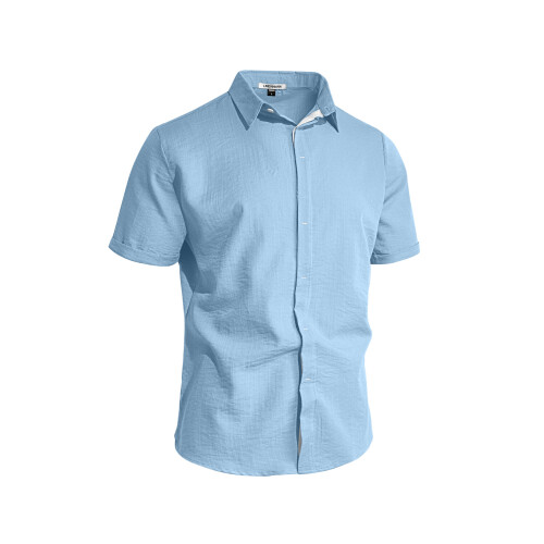 (Light Blue, XL) Men's Solid Casual Cardigan Button-Down Shirt