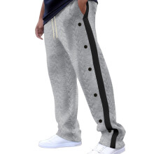 (Light Gray, XL) Pantaloni casual da uomo Autumn Drape Color-Block, gamba larga, jacquard con bottoni