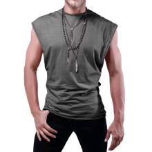 (Dark Gray, XL) Herr sommarärmlös väst för ungdomar lös enfärgad tunn t-shirt