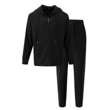 (Black, XXXL) Herren-Strickjacke und -hose mit Kapuze und Reißverschluss – Lässiger Sport-Hoodie