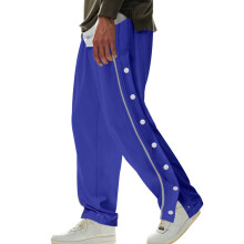 (Royal Blue, XL) Pantaloni casual da uomo High Street Trend con bottoni laterali, ideali per il basket.