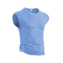 (Light Blue, L) Herr sommarärmlös väst för ungdomar lös enfärgad tunn t-shirt