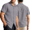 (Light Gray, L) Men's Buttoned Short Sleeve Hawaiian Solid Polo Casual Shirt 1
