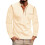 (Khaki, L) Spring Summer Men's Long Sleeve Stand Collar Shirt Solid Base Layer 1