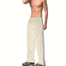 (Khaki, XXL) Pantaloni da tuta da uomo in cotone perlato con strisce laterali - Pantaloni sportivi casual a gamba larga e dritta