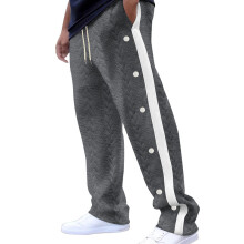 (Dark Gray, XXL) Pantaloni casual da uomo Autumn Drape Color-Block, gamba larga, jacquard con bottoni