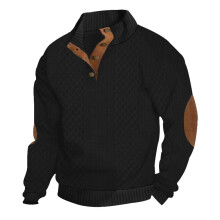 (Black, L) Męski sweter z dzianiny żakardowej na wiosnę i jesień, z kołnierzykiem stójką i długim rękawem, do noszenia na co dzień