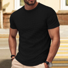 (Black, XXL) Sommerliches Herren-Kurzarm-T-Shirt, atmungsaktiv, schmal geschnitten, Lauf- und Sporttop, trendig