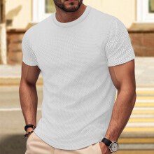 (White, M) T-shirt estiva da uomo a maniche corte, traspirante, vestibilità slim, ideale per la corsa e lo sport. Top alla moda.