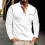 (White, XXL) Spring Summer Men's Long Sleeve Stand Collar Shirt Solid Base Layer 1