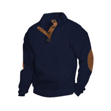 (Navy Blue, XXXL) Męski sweter z dzianiny żakardowej na wiosnę i jesień, z kołnierzykiem stójką i długim rękawem, do noszenia na co dzień