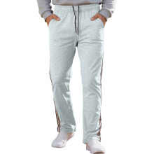 (Light Gray, XL) Herrbyxor med pärlbomull och sidorand - Avslappnade raka, vida sportbyxor