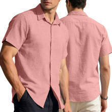 (Lotus Color, XXXL) Polo casual da uomo a maniche corte con bottoni, stile hawaiano.