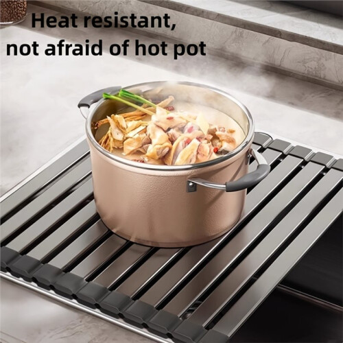 Kitchen Dish Rack, No-Drill Sink Drain Rack, Roll- Sink Storage Rack, Foldable 45cm 2