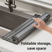 Kitchen Dish Rack, No-Drill Sink Drain Rack, Roll- Sink Storage Rack, Foldable 45cm